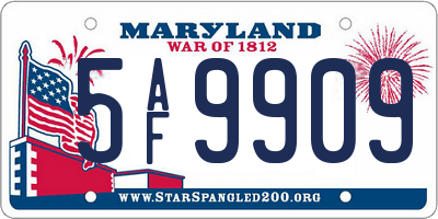 MD license plate 5AF9909
