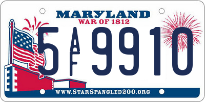 MD license plate 5AF9910