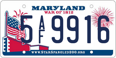 MD license plate 5AF9916