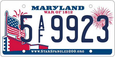MD license plate 5AF9923
