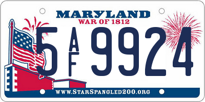 MD license plate 5AF9924