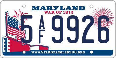 MD license plate 5AF9926