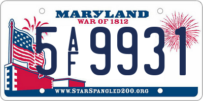 MD license plate 5AF9931