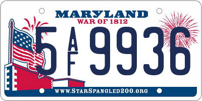 MD license plate 5AF9936