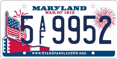MD license plate 5AF9952