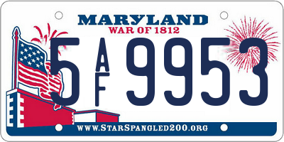 MD license plate 5AF9953