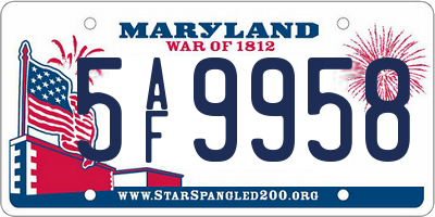 MD license plate 5AF9958