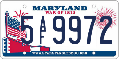 MD license plate 5AF9972