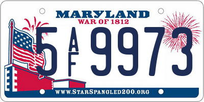 MD license plate 5AF9973