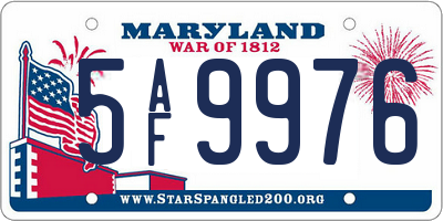 MD license plate 5AF9976