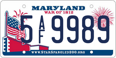MD license plate 5AF9989