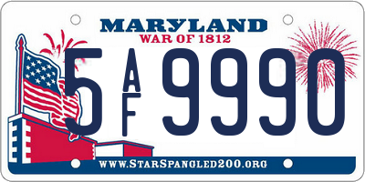MD license plate 5AF9990