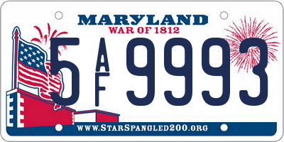 MD license plate 5AF9993
