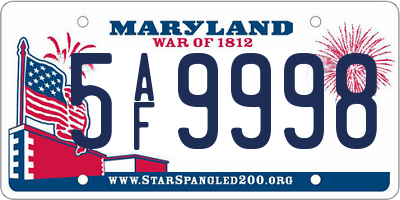 MD license plate 5AF9998