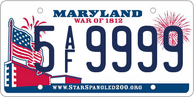 MD license plate 5AF9999