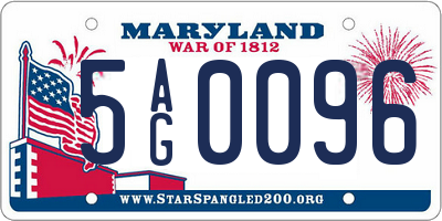 MD license plate 5AG0096