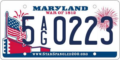 MD license plate 5AG0223