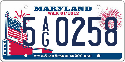 MD license plate 5AG0258