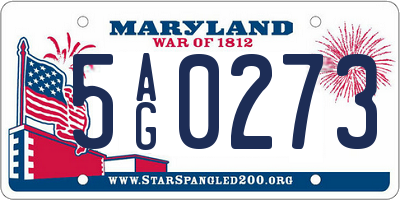 MD license plate 5AG0273