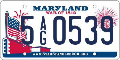 MD license plate 5AG0539