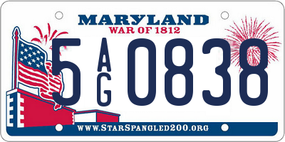 MD license plate 5AG0838