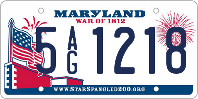 MD license plate 5AG1218