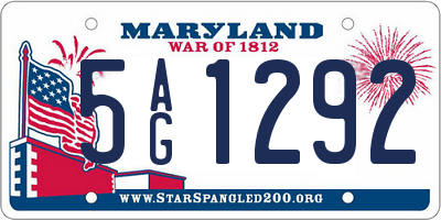 MD license plate 5AG1292