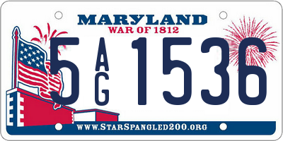 MD license plate 5AG1536