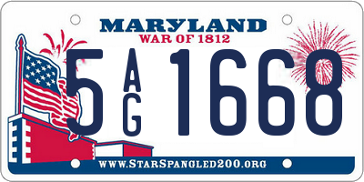 MD license plate 5AG1668
