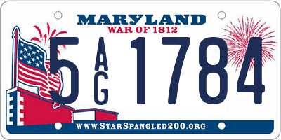 MD license plate 5AG1784