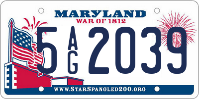 MD license plate 5AG2039
