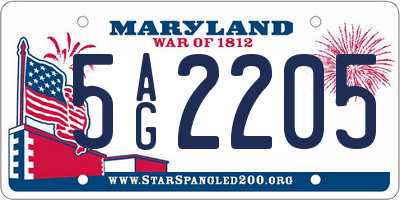 MD license plate 5AG2205