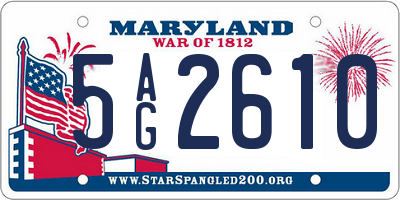 MD license plate 5AG2610