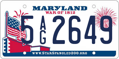 MD license plate 5AG2649
