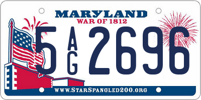 MD license plate 5AG2696