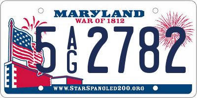 MD license plate 5AG2782