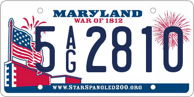 MD license plate 5AG2810