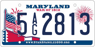 MD license plate 5AG2813