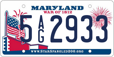 MD license plate 5AG2933