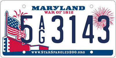 MD license plate 5AG3143