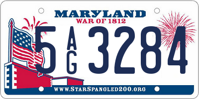 MD license plate 5AG3284