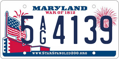 MD license plate 5AG4139