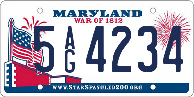 MD license plate 5AG4234