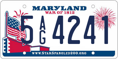 MD license plate 5AG4241