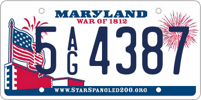 MD license plate 5AG4387