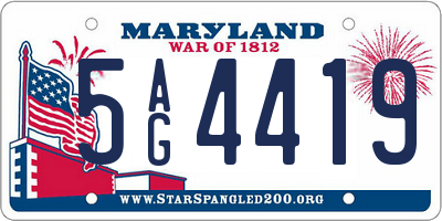 MD license plate 5AG4419