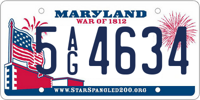 MD license plate 5AG4634