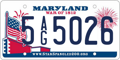 MD license plate 5AG5026