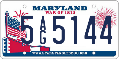 MD license plate 5AG5144