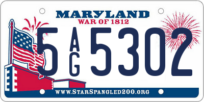 MD license plate 5AG5302